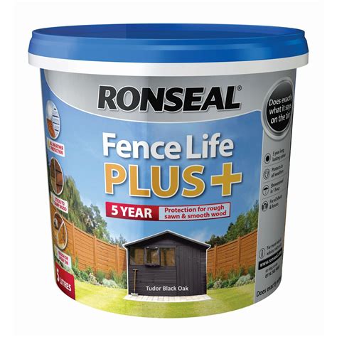 ronseal one coat fence life tudor black oak 9ltr|ronseal fence life plus sprayable.